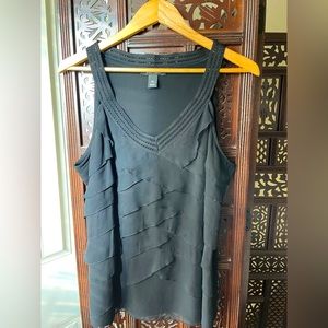 Black Layered Ruffled Tank Top